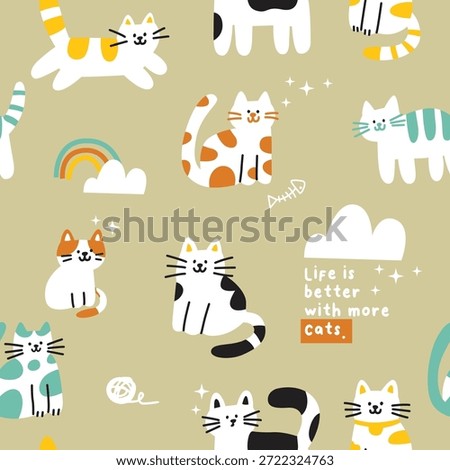 Adorable Hand-Drawn Flat Cat Illustrations Collection 