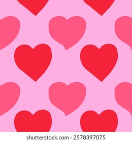 Adorable hand-drawn heart seamless pattern. Charming backdrop, ideal for Valentine's Day and other romantic occasions. Suitable for textiles, wrapping paper, wallpapers, and banners. Vector artwork