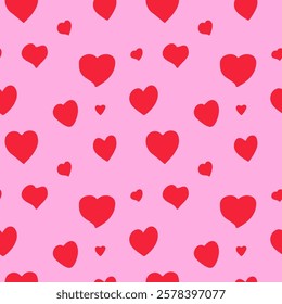 Adorable hand-drawn heart seamless pattern. Charming backdrop, ideal for Valentine's Day and other romantic occasions. Suitable for textiles, wrapping paper, wallpapers, and banners. Vector artwork