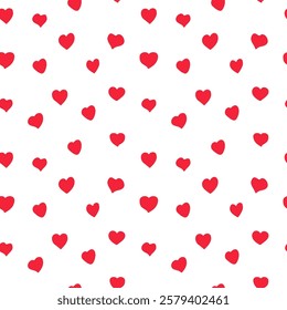 Adorable hand-drawn heart seamless pattern. Charming backdrop, ideal for Valentine's Day and other romantic occasions. Suitable for textiles, wrapping paper, wallpapers, and banners. Vector artwork