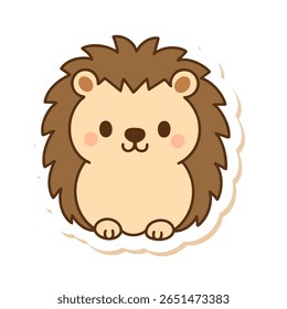Adorable hand-drawn hedgehog in soft pastel tones, designed in kawaii style. Perfect for nursery decor, baby prints, and children's illustrations
