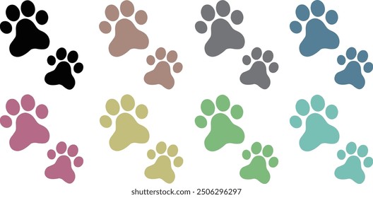 Adorable hand-drawn simple icon set illustration of paw prints