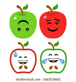 Adorable happy apple vector flat style illustration