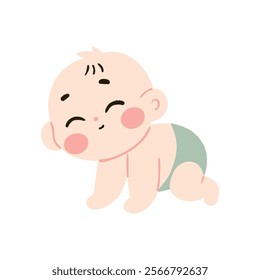 Adorable Happy Baby Crawling Infant Toddler Child Illustration Cute Cartoon Design