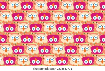 Adorable Happy Cartoon  Vectorel cute owls illustration seamless pattern suitable for kids wear 