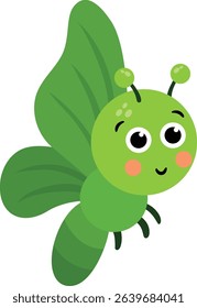 Adorable Happy Green Butterfly Ready for Adventure
