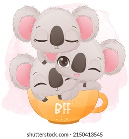 Adorable And Happy Little Koala Illustration