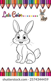 Adorable Hare Coloring Page for Kids - Fun and Printable Cartoon Animal Outline for Creative Learning