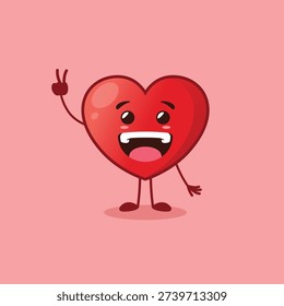 An adorable Heart character posing with two fingers on its right hand.
