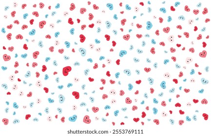 Adorable Heart Pattern Background. Colorful and Smiling Hearts for Valentine's Day, Love, and Romance. Cute, Happy Heart Design Perfect for Celebrations and Creative Projects