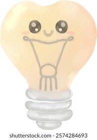 Adorable Heart-Shaped Lightbulb Vector Illustration