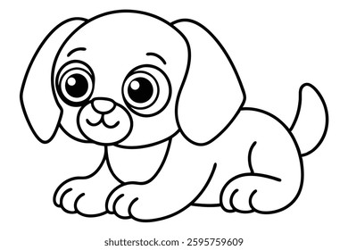 Adorable and Heartwarming Puppy Coloring Page with a Sweet Smile and Relaxed Posture.