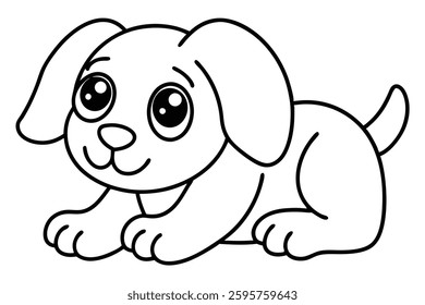 Adorable and Heartwarming Puppy Coloring Page with a Sweet Smile and Relaxed Posture.