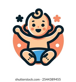 Adorable and heartwarming, this logo illustration vector features a baby with cherubic charm.