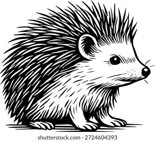 Adorável design Hedgehog- Ilustração Hedgehog Spiky bonito - Floresta Amigo Clipart Design - Woodland Animal line art
