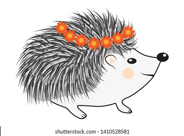 Adorable hedgehog in modern flat style. Cool little gray hedgehog in cartoon style wearing. cartoon emoticon pattern toy.