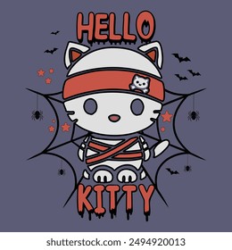 Adorable Hello Kitty Halloween designs for tees, caps, mugs, and banners