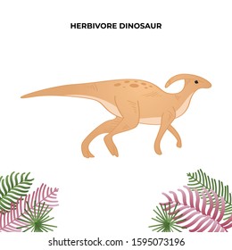 adorable herbivore dinosaur. dino party invitation and birthday. Hand draw