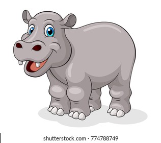 Adorable Hippo Cartoon. Vector Illustration