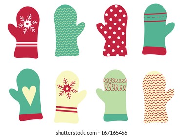 Adorable Holiday Mitten Vector Set