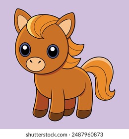 Adorable horse vector illustration for cute, printable cartoon, clipart, and line art designs.