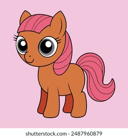 Adorable horse vector illustration for cute, printable cartoon, clipart, and line art designs.