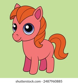 Adorable horse vector illustration for cute, printable cartoon, clipart, and line art designs.