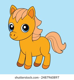 Entzückende Pferde-Vektorillustration für niedliche, druckbare Cartoon-, Clipart- und Line-Art-Designs.