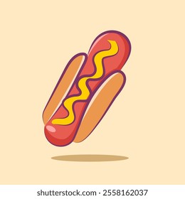 adorable hotdog vector is flying for elements, clipart and sticker