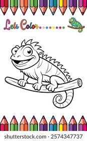 Adorable Iguana Coloring Page for Kids - Fun and Printable Cartoon Reptile Outline for Creative Learning