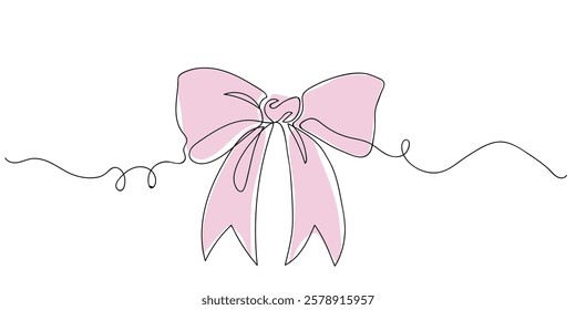 Adorable illustration of a charming pink bow, perfect for crafting and design projects