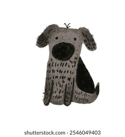 Adorable illustration of a cute dog in cartoon style on a white background. Simple and cozy design, perfect for children's books and creative projects.