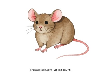 Adorable illustration of cute mice with big ears and pink tails. Perfect for nursery decor, children's books, greeting cards, and whimsical animal-themed design projects.