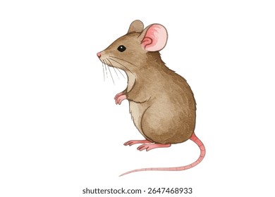 Adorable illustration of cute mice with big ears and pink tails. Perfect for nursery decor, children's books, greeting cards, and whimsical animal-themed design projects.