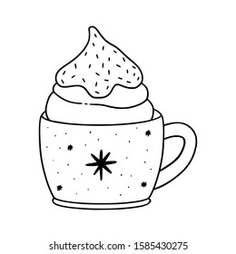 Adorable illustration of a cute mug, cup with tea,coffee, drink,