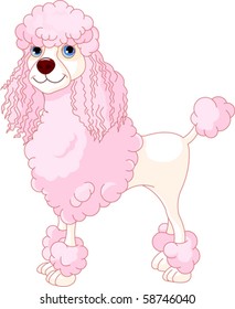 Adorable illustration of cute Pink Poodle