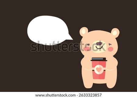 Adorable illustration featuring a cute bear happily holding a coffee cup, perfect for cozy decor