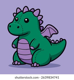 An adorable illustration of a green baby dragon, perfect for fantasy and children's themes.