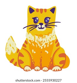 An adorable illustration of a playful orange kitten isolated on the white background