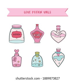 Adorable illustrations with love potion bottles for a valentine's day.