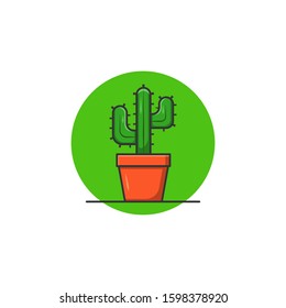 Adorable Image Cactus Vector Icon Illustration