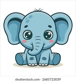 adorable infant elephant cartoon vector graphic kids design concept