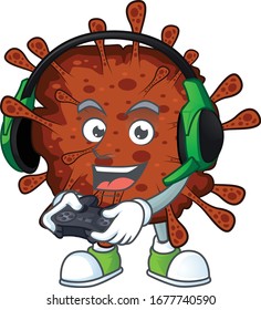 An adorable infection coronavirus in Sailor cartoon character with white hat