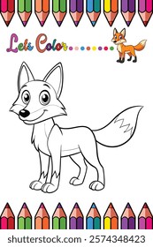 Adorable Jackal Coloring Page for Kids - Fun and Printable Cartoon Animal Outline for Creative Learning