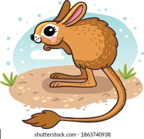 Adorable jerboa. African and desert animals. Cute funny сartoon colorful vector illustration.