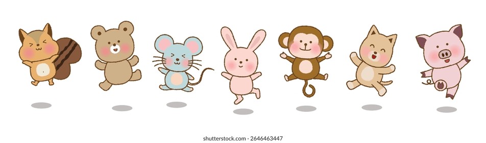 Adorable Jumping Animal Characters – Playful Vector Set