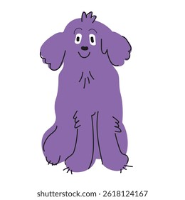 Adorable jumping dog holding a heart. Minimalism, hand-drawn illustration	