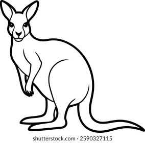 Adorable kangaroo outline australian wildlife art