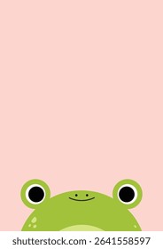 Adorable kawaii background featuring cute frog animals peeking from corners. Perfect for kids, digital wallpaper, stationery, and playful themed designs.