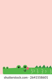 Adorable kawaii background featuring cute crocodile animals peeking from corners. Perfect for kids, digital wallpaper, stationery, and playful themed designs.